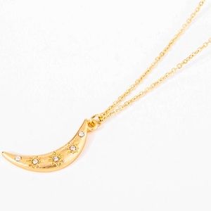 Crescent Moon Zircon Boho Gold Pendant Necklace!